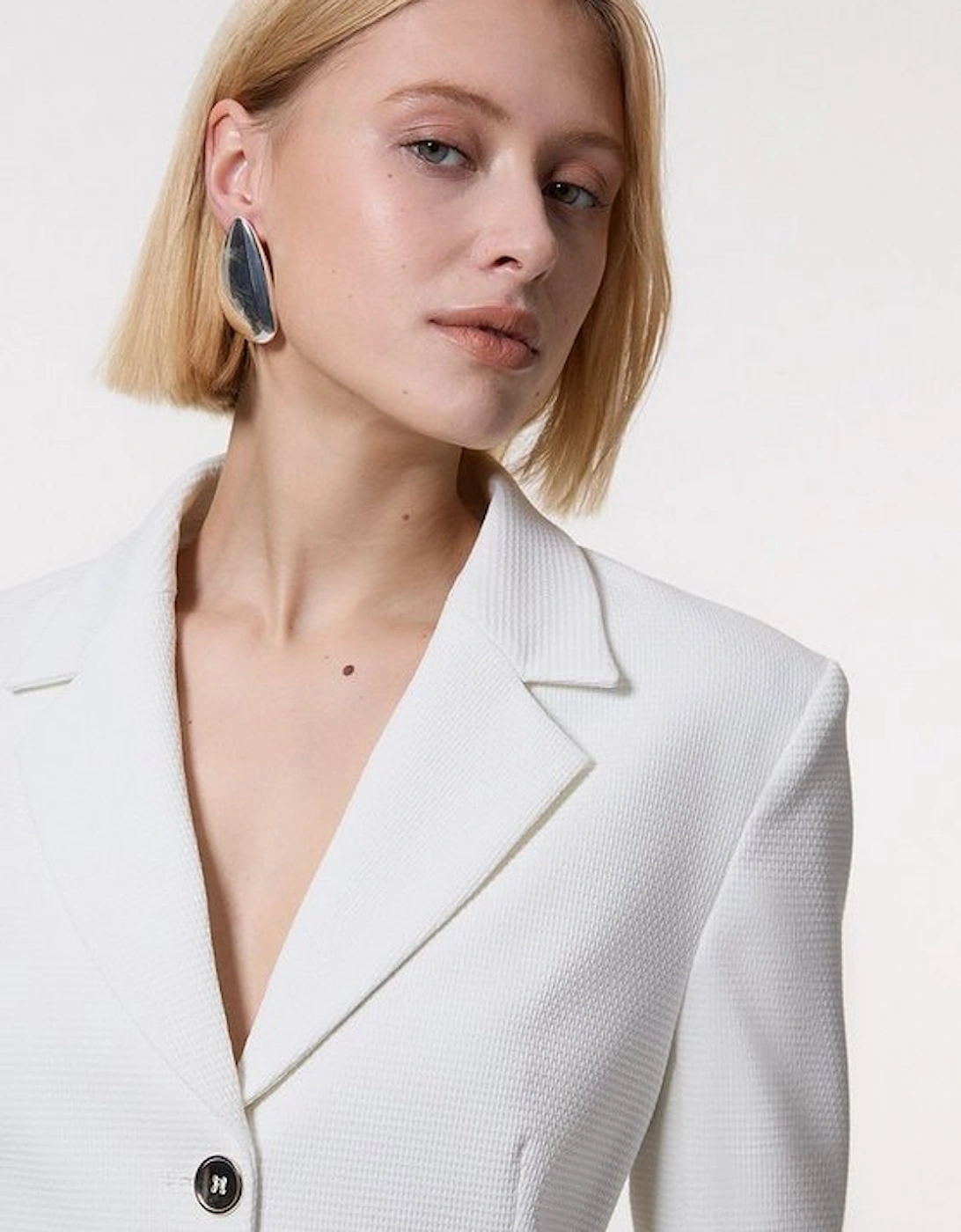 Tailored Textured Single Breasted Jacket