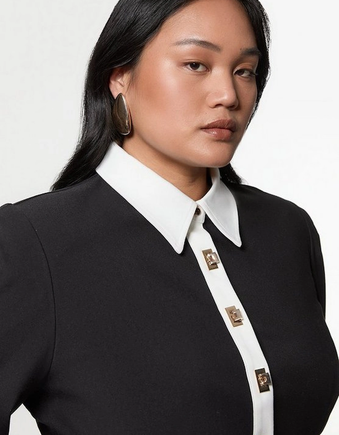 Plus Size Techno Cotton Woven Maxi Dress With Contrast Placket, 5 of 4