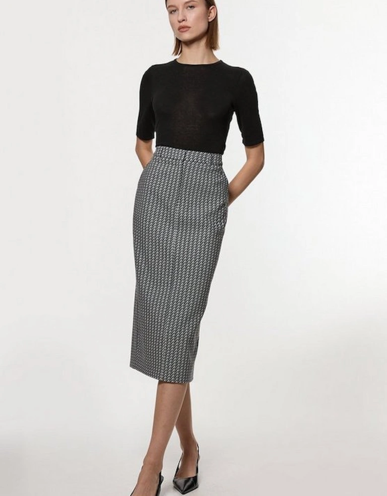 Jacquard Tailored Maxi Pencil Skirt