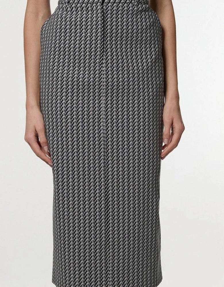 Jacquard Tailored Maxi Pencil Skirt