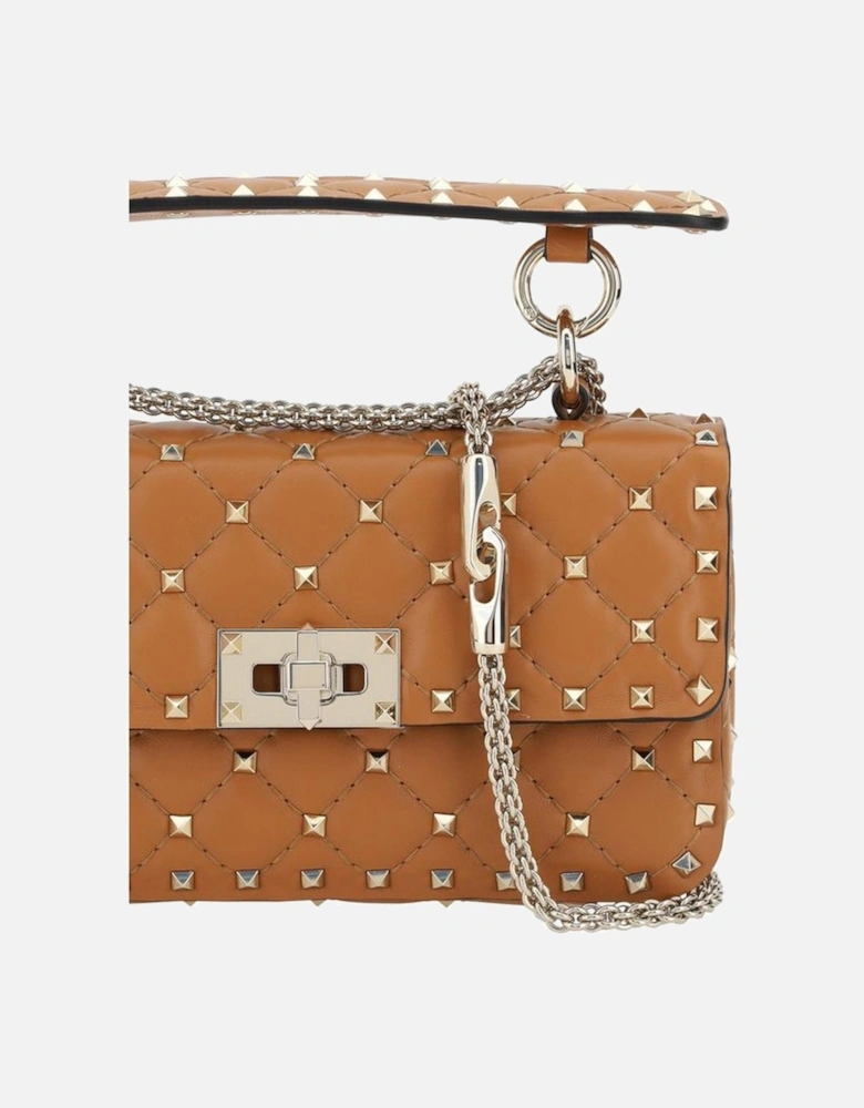 Rockstud Spike Small Leather Handbag Women - Brown