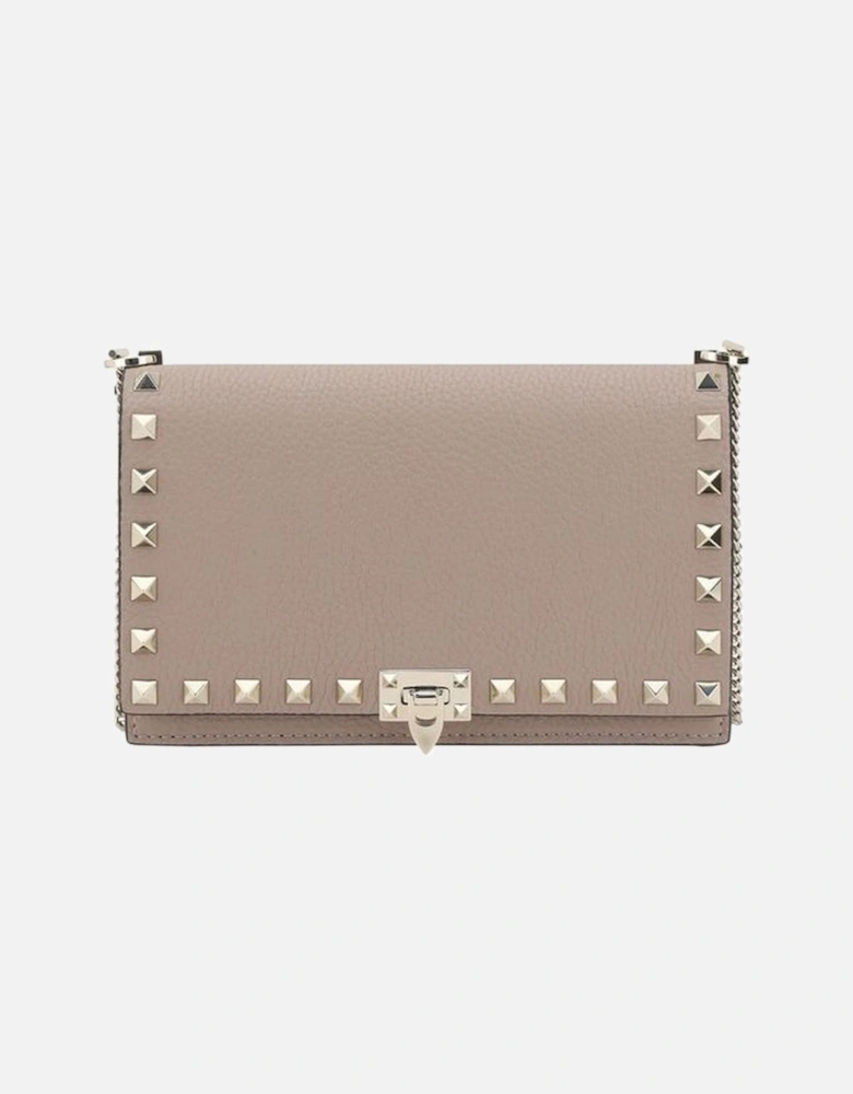 Leather Shoulder Bag with Rockstud Embellishments Women - Multicolor