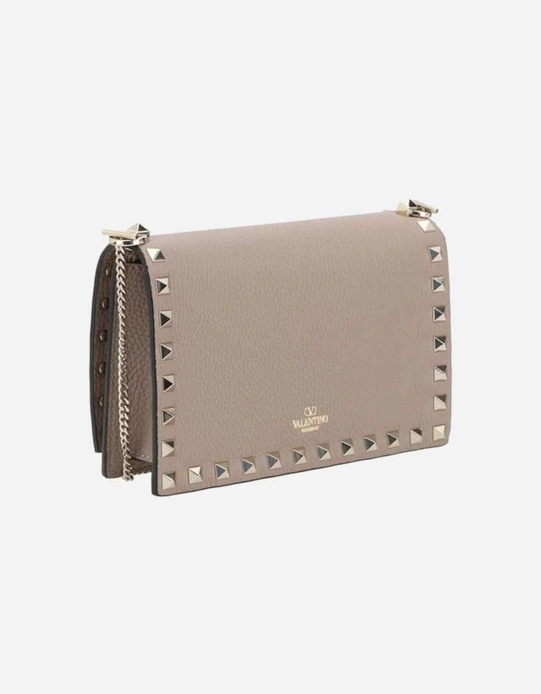 Leather Shoulder Bag with Rockstud Embellishments Women - Multicolor