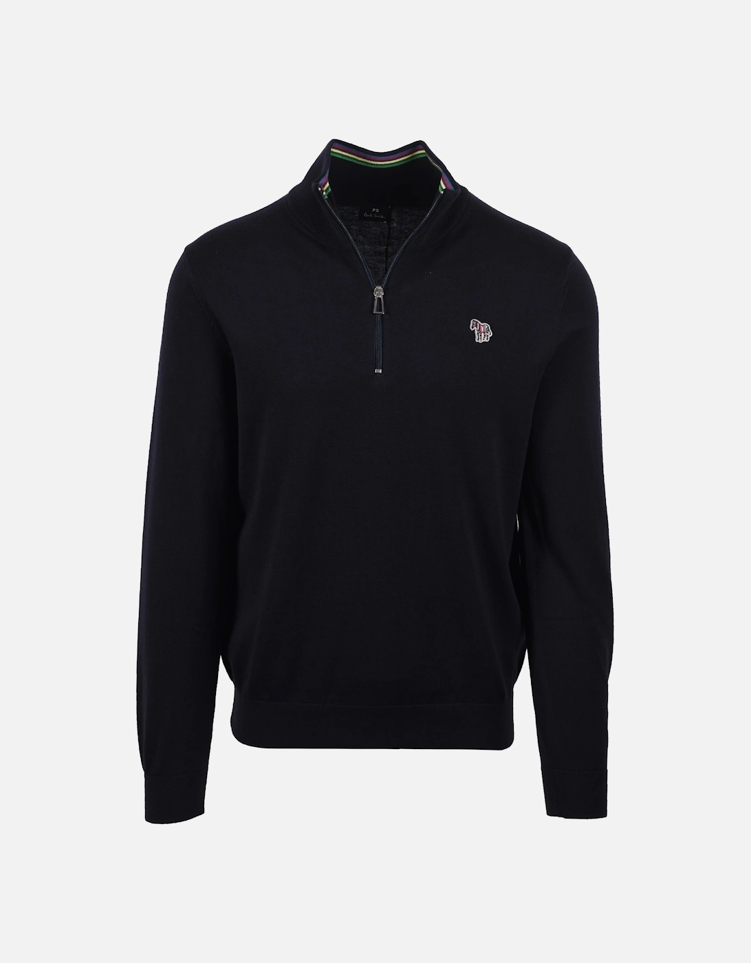 Zebra Logo Zip Neck Sweat Dark Navy, 5 of 4