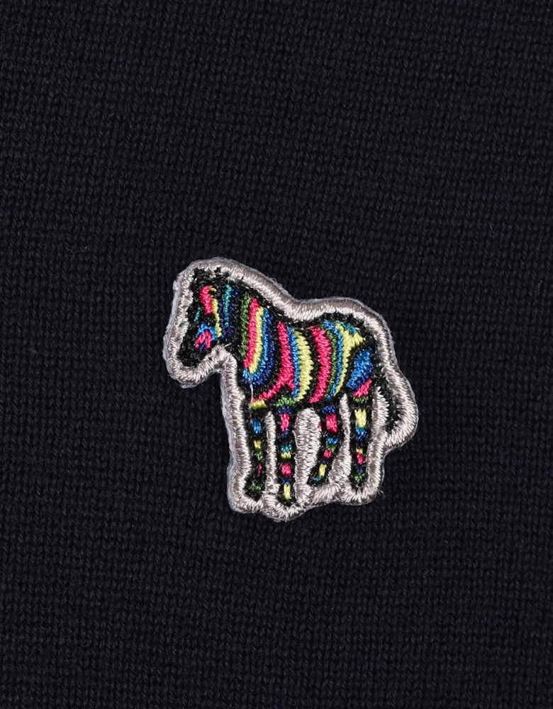 Zebra Logo Zip Neck Sweat Dark Navy