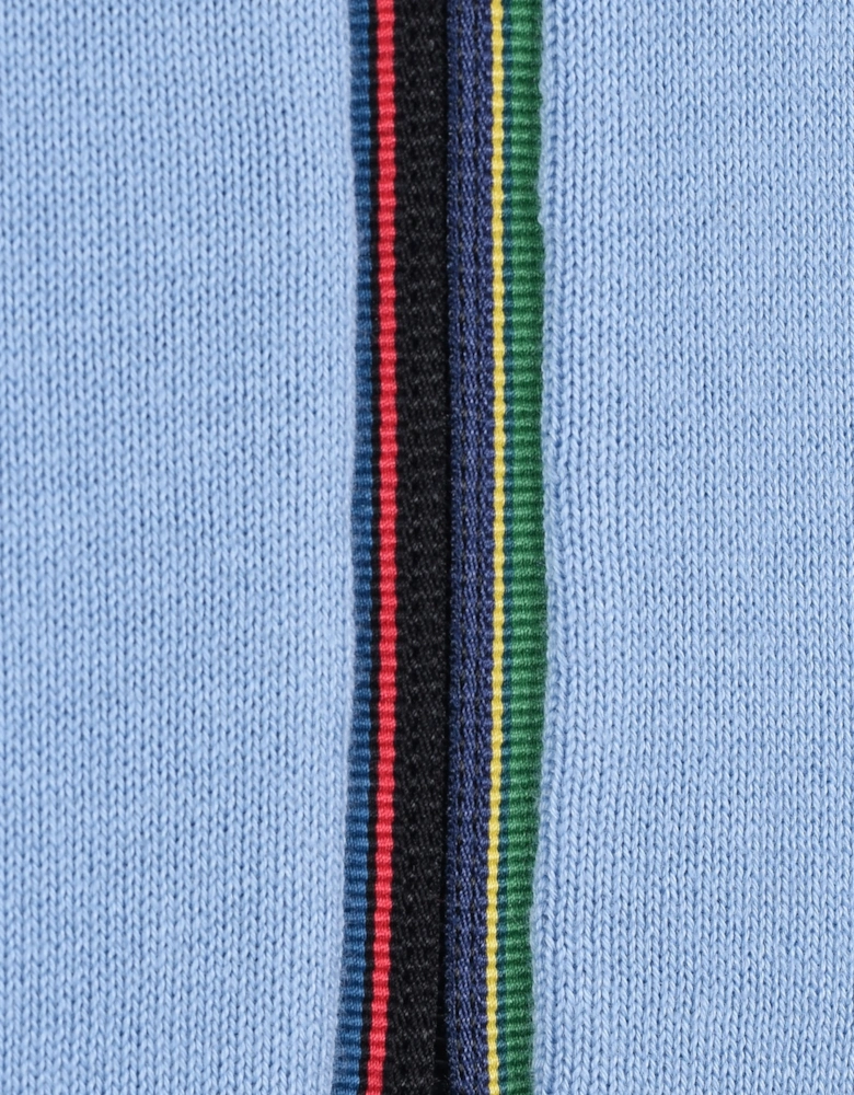 Zip Neck Knitted Polo Light Blue