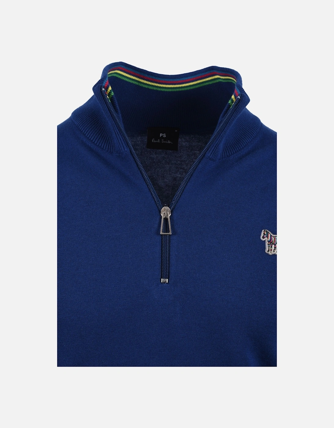 Zebra Logo Zip Neck Sweat Blue