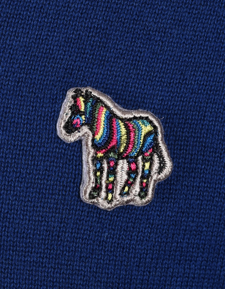 Zebra Logo Zip Neck Sweat Blue