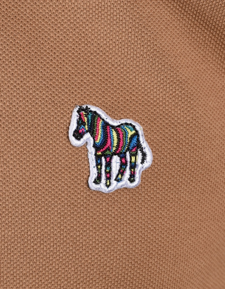 Reg Fit SS Polo Zebra Camel