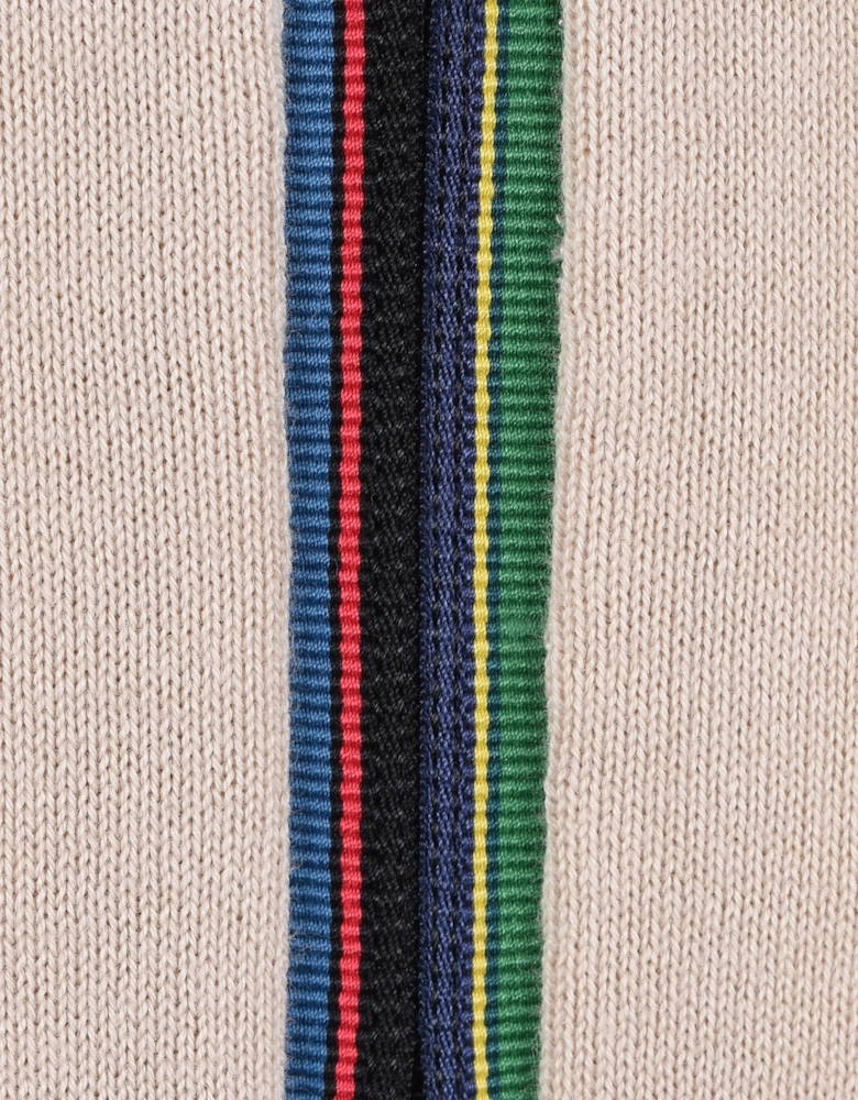 Zip Neck Knitted Polo Beige