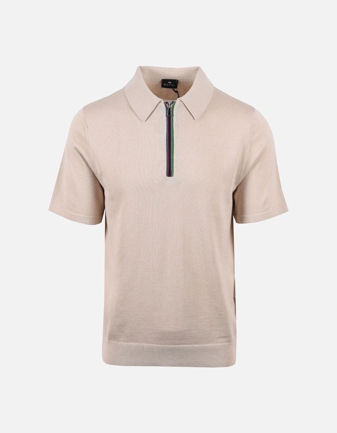 Zip Neck Knitted Polo Beige, 4 of 3