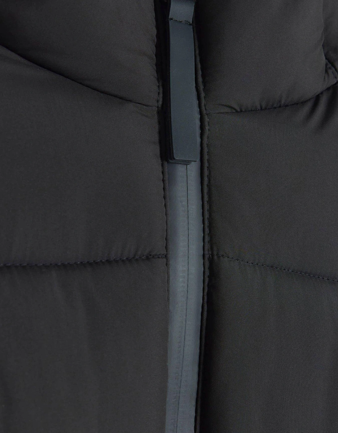Quilted Hooded Padded Jacket - Black