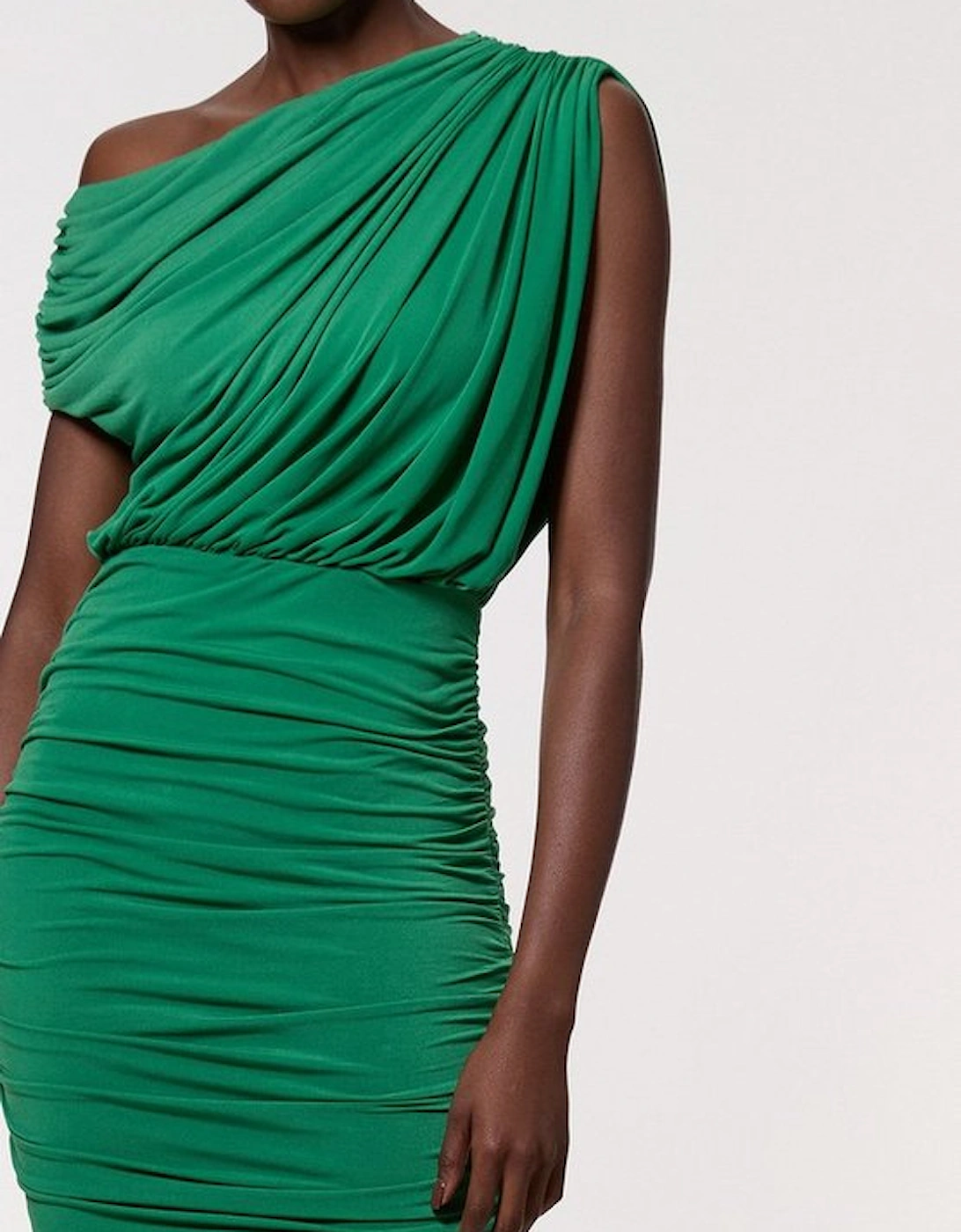 Jersey Crepe Asymmetric Neckline Maxi Dress