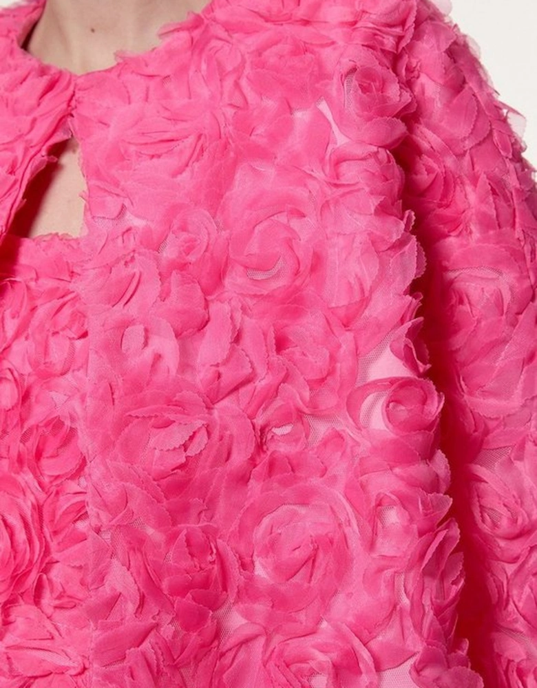 Textured Rosette Woven Cropped Cape