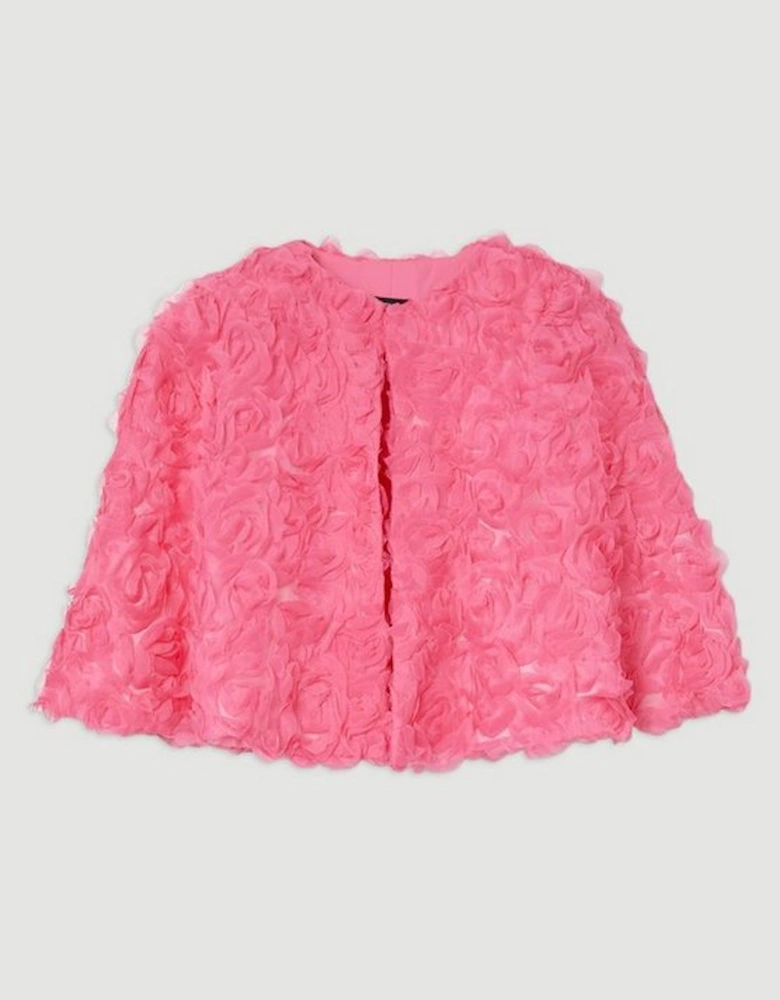 Textured Rosette Woven Cropped Cape