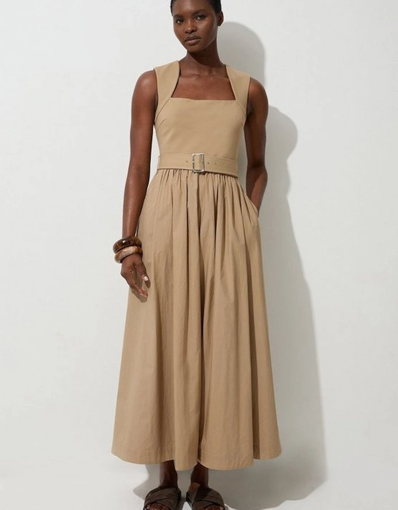 Scoop Neck Jersey Cotton Mix Maxi Dress