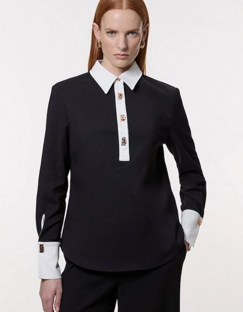 Tall Techno Cotton Woven Shirt With Gold Clasp