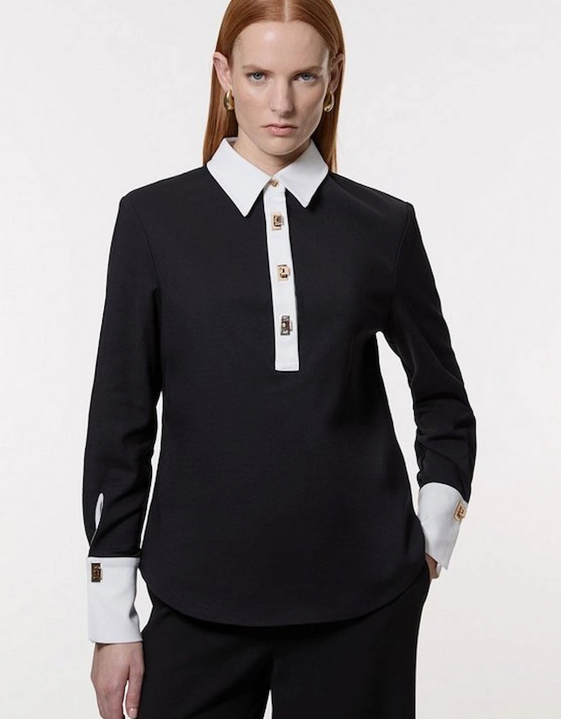 Tall Techno Cotton Woven Shirt With Gold Clasp, 4 of 3