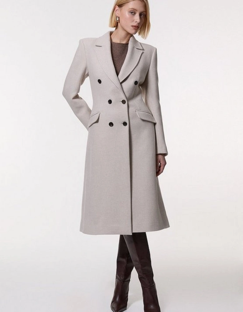 Premium Italian Manteco Wool Fitted Tailored Midi Coat