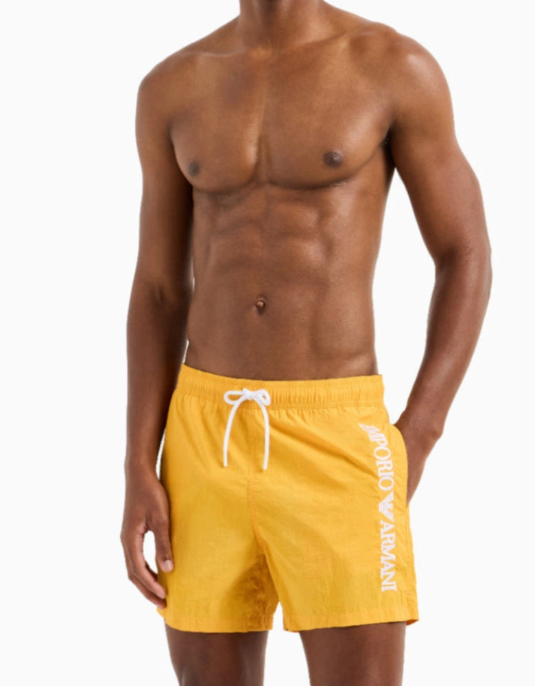 Embroidery Logo Swim Shorts, Old Gold