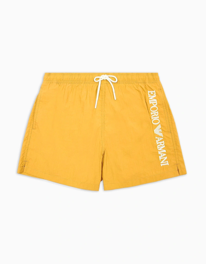 Embroidery Logo Swim Shorts, Old Gold