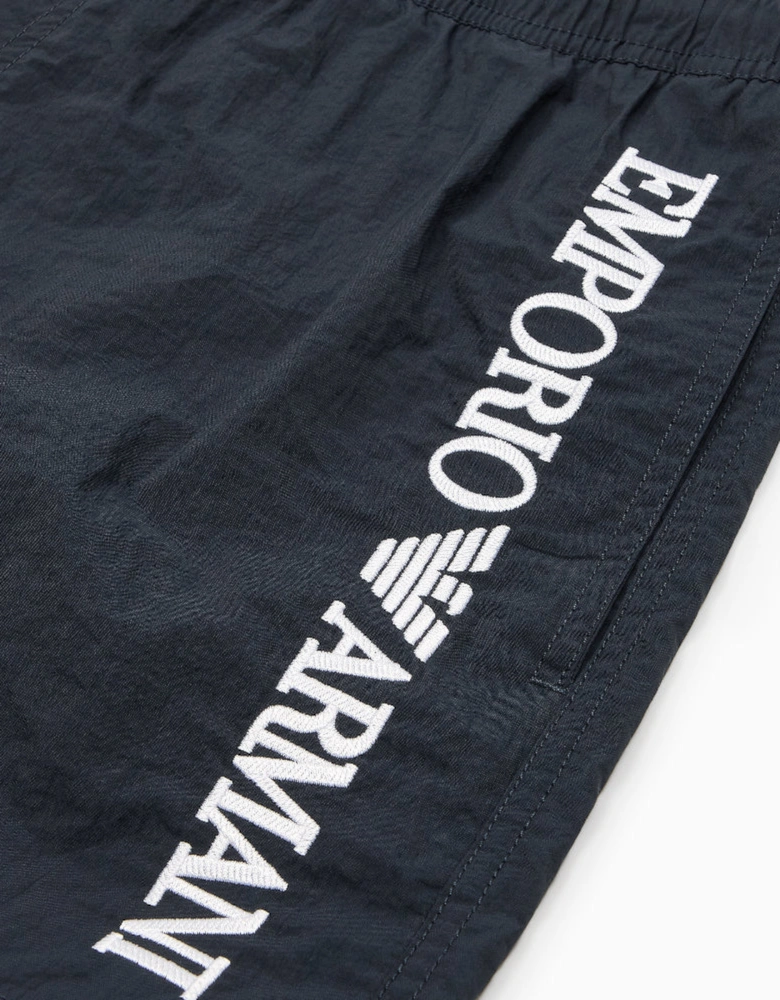 Embroidery Logo Swim Shorts, Armani Navy