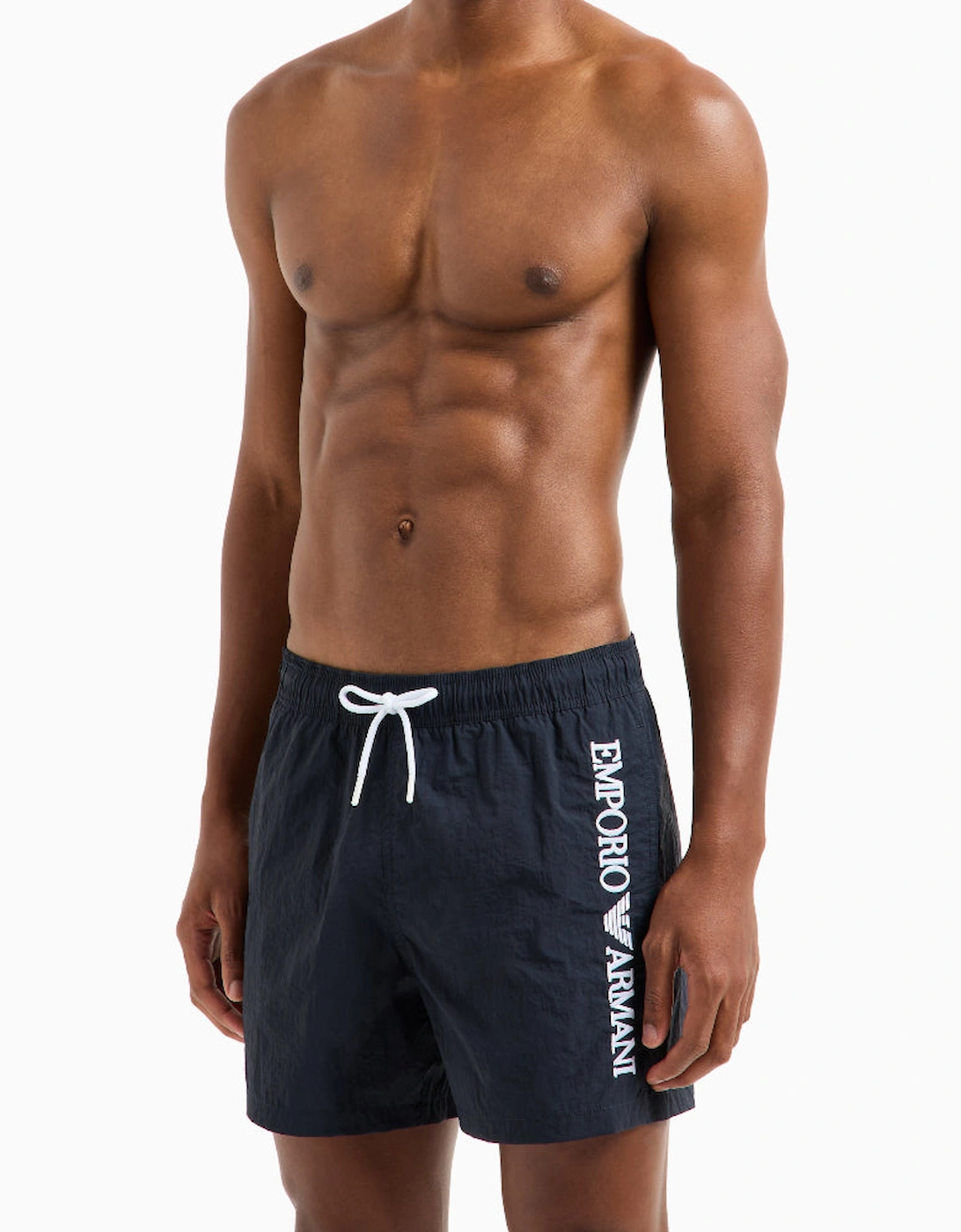 Emporio Armani Mens Embroidery Logo Swim Shorts, Armani Navy - Black - Size: 32/30/31 - Love the Sales