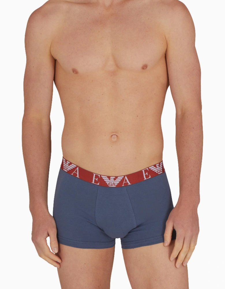 3-Pack Bold Monogram Boxer Trunks, Armani Blue/Vintage Indigo