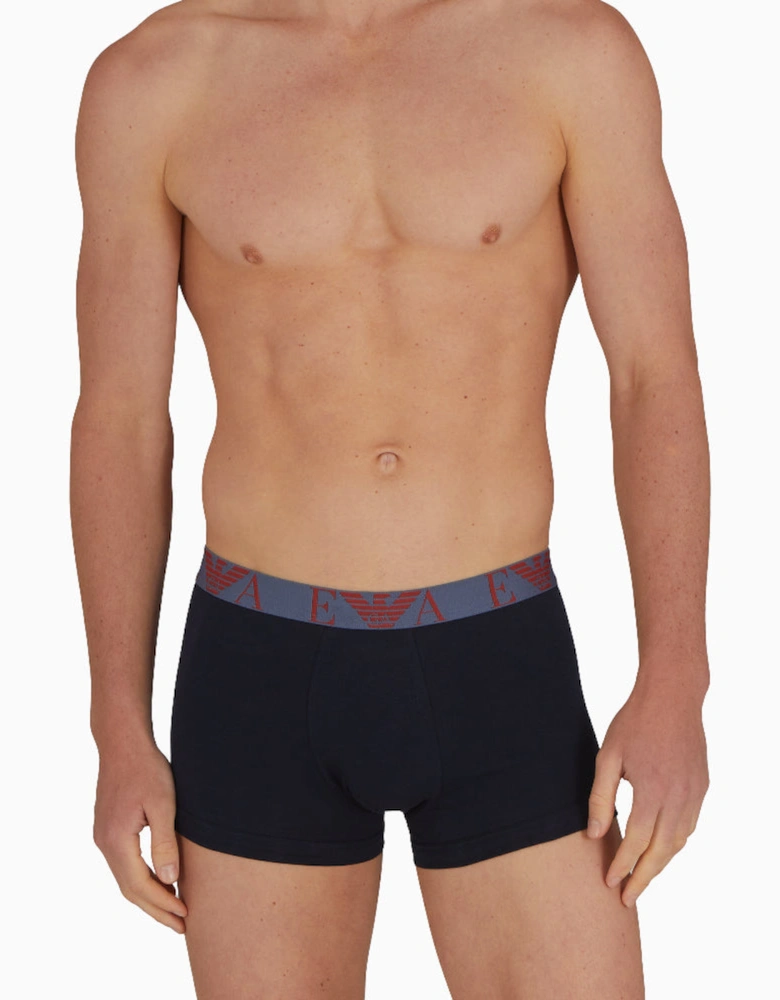 3-Pack Bold Monogram Boxer Trunks, Armani Blue/Vintage Indigo