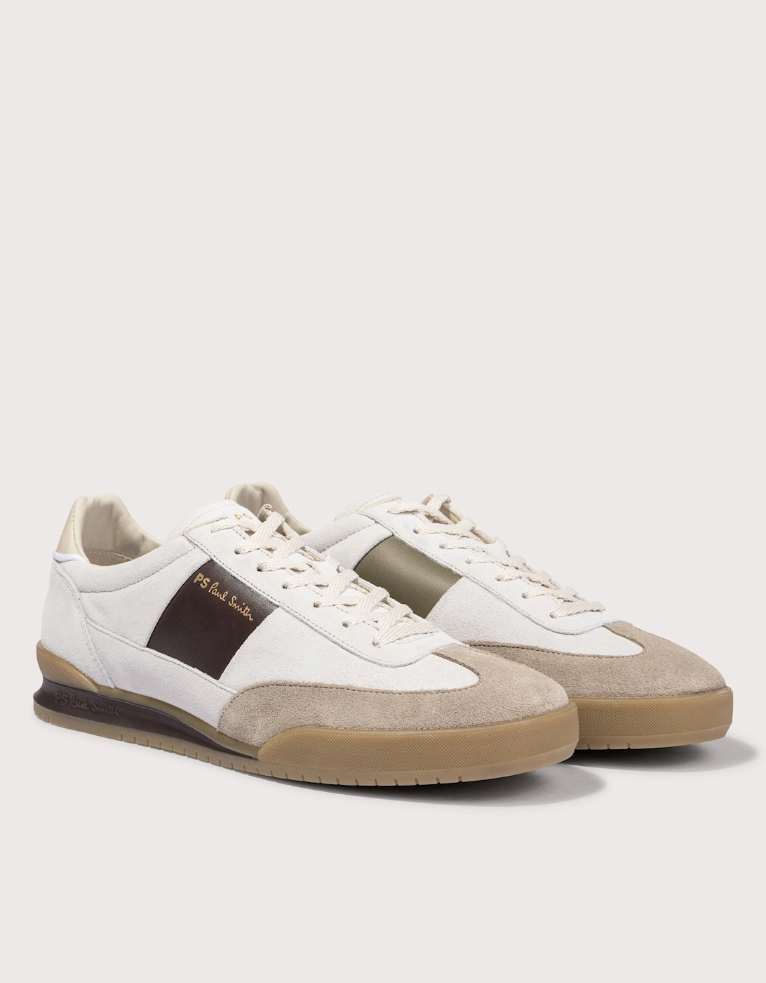 Dover White Brown Side Panel Trainers