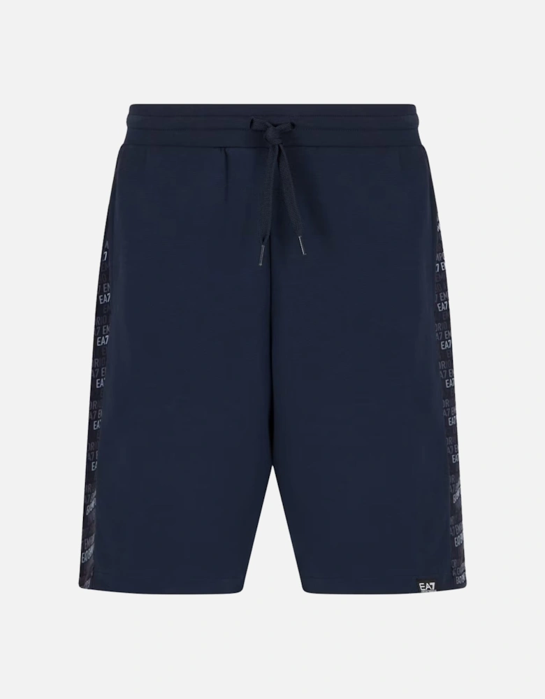 Emporio Armani Logo Series Monogram Print Bermuda Shorts Armani Blue