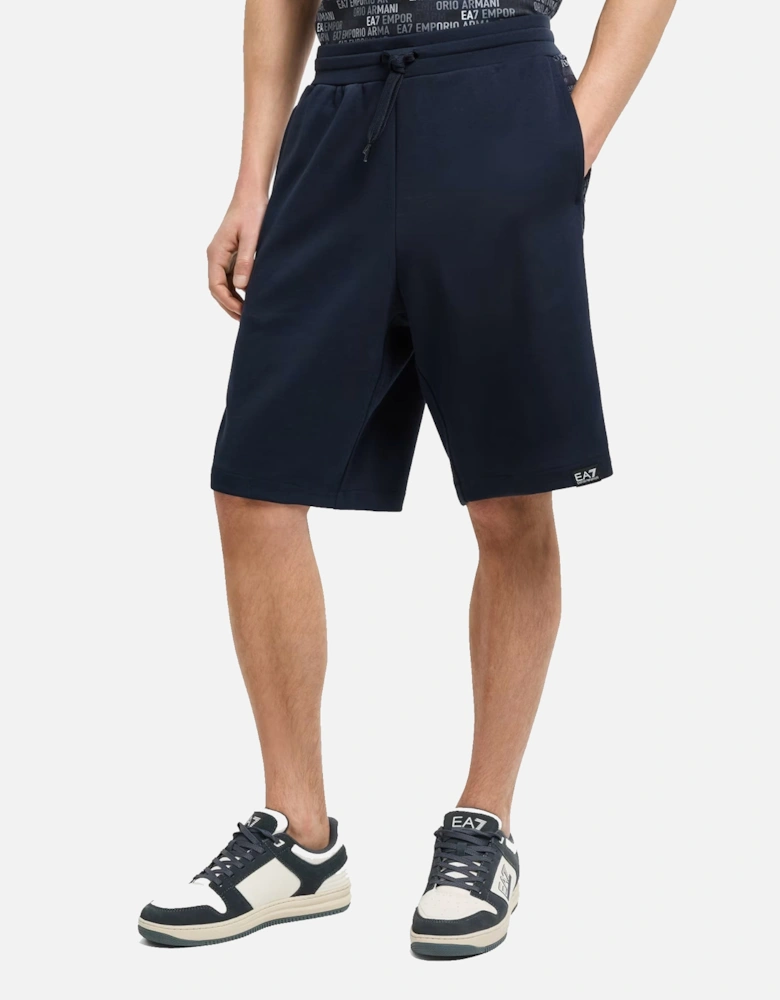 Emporio Armani Logo Series Monogram Print Bermuda Shorts Armani Blue