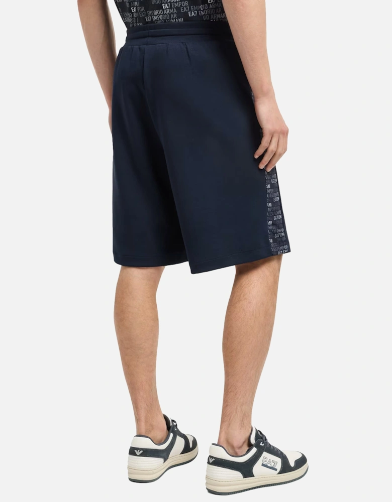 Emporio Armani Logo Series Monogram Print Bermuda Shorts Armani Blue