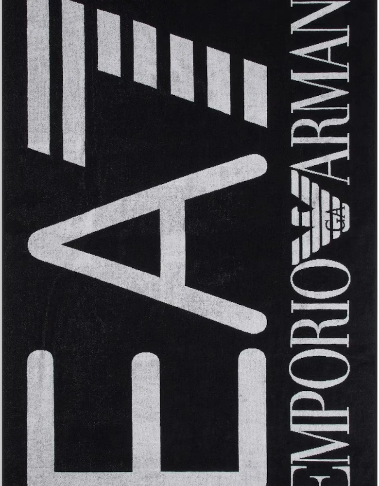 Emporio Armani Large Logo Beach Towel Black