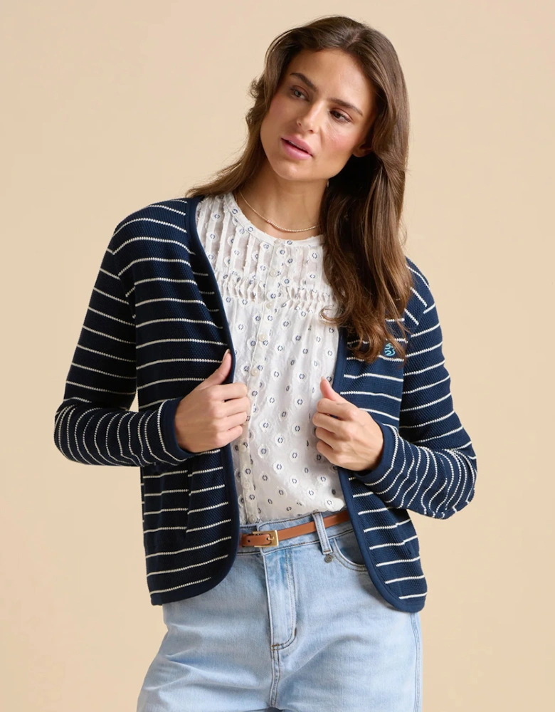 Women's Navy Stripe Sweat Jacket