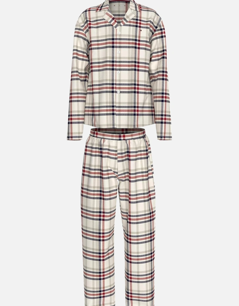 Kids Tartan Flannel Pyjama Set, Heritage Check Ivory