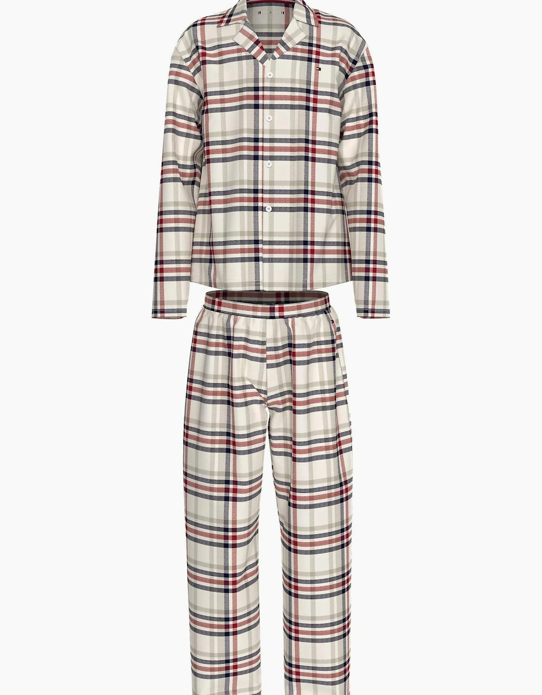 Tommy Hilfiger Girl's Kids Tartan Flannel Pyjama Set, Heritage Check Ivory - Size: 12 years/13 years/14 years