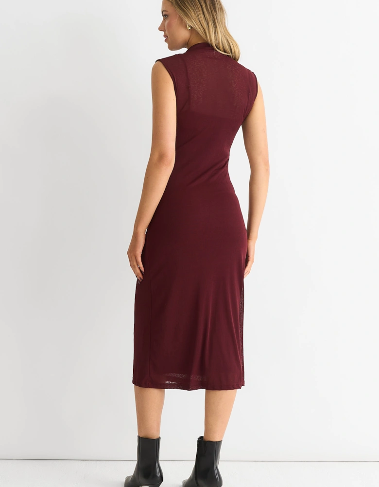 Plain Ruched Jersey Midi Dress