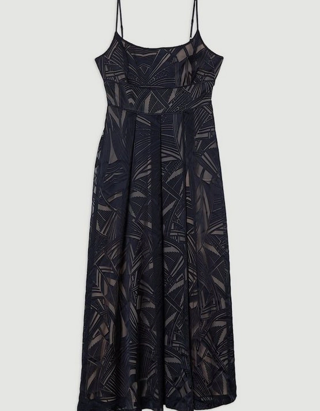 Amelia Graham Burnout Split Woven Prom Strappy Maxi Dress