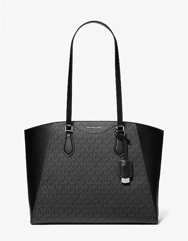 Taryn Large Signature Logo and Leather Tote Bag