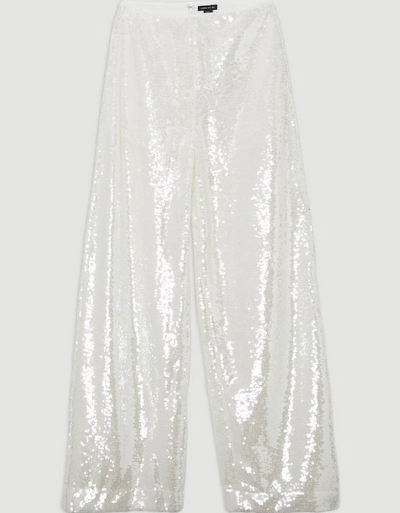 Sequin Woven Wide Leg Trouser