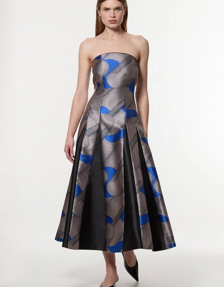 Amelia Graham Petite Printed Tailored Bandeau Prom Dress