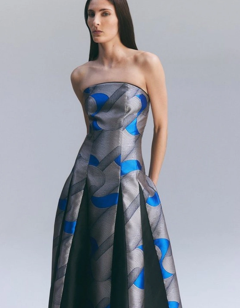 Amelia Graham Printed Tailored Bandeau Prom Dress