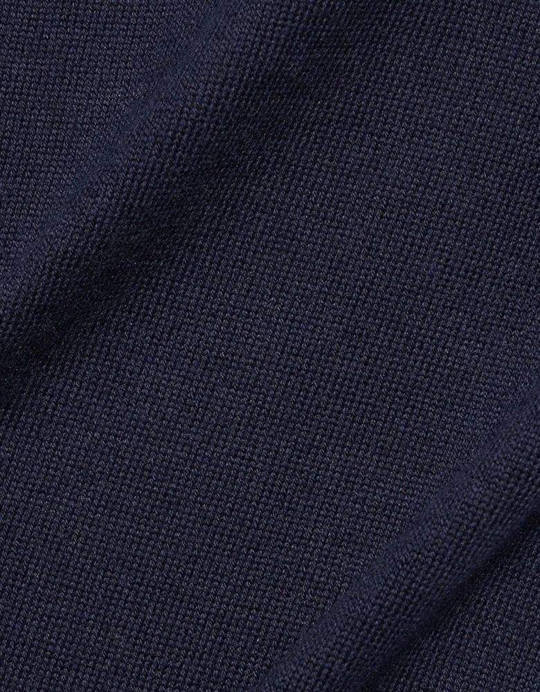 Open Neck Knitted Polo Shirt Blue