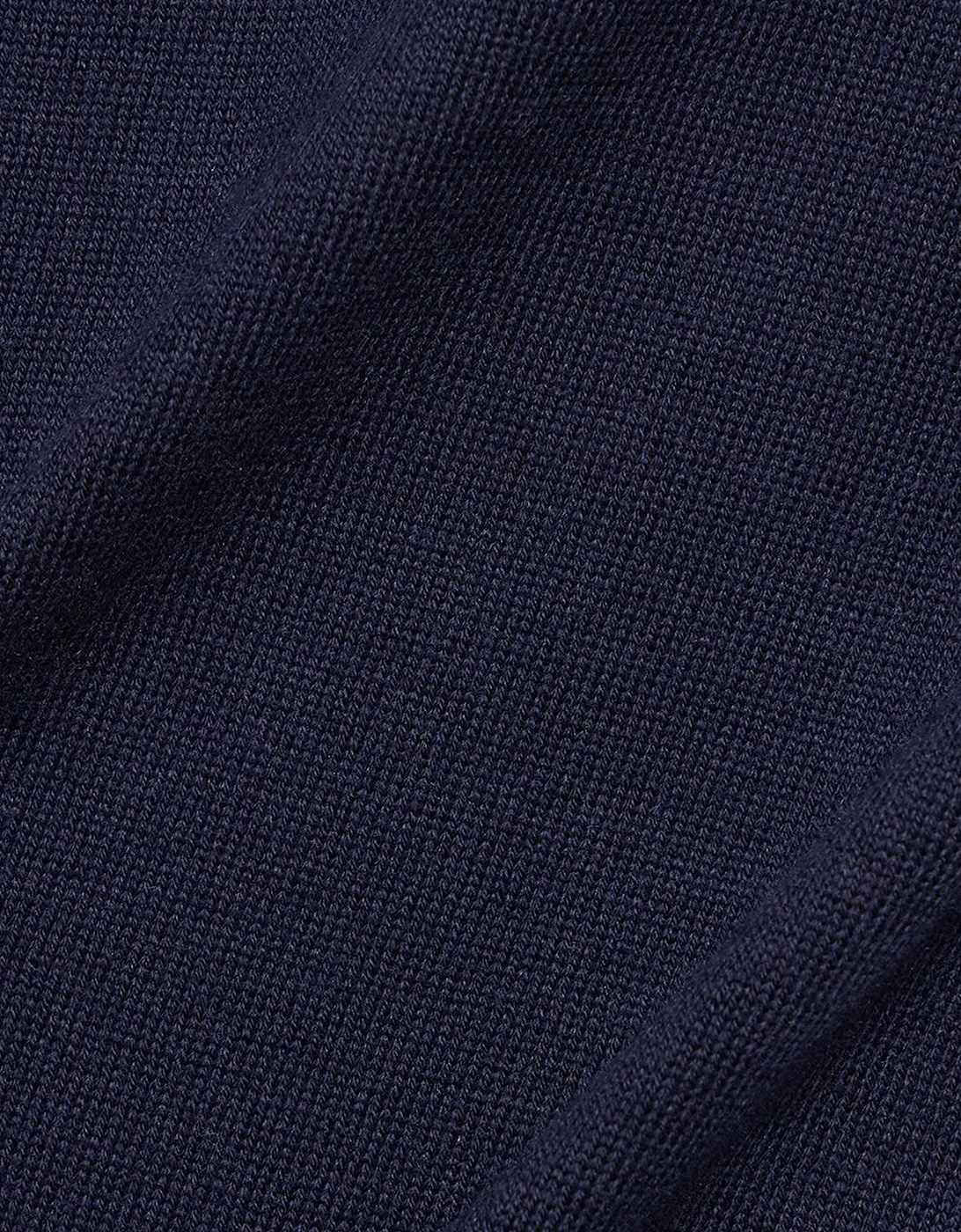 Open Neck Knitted Polo Shirt Blue