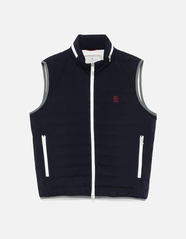 Padded Concealed Hood Gilet Navy