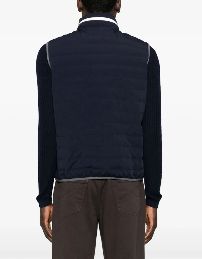 Padded Concealed Hood Gilet Navy