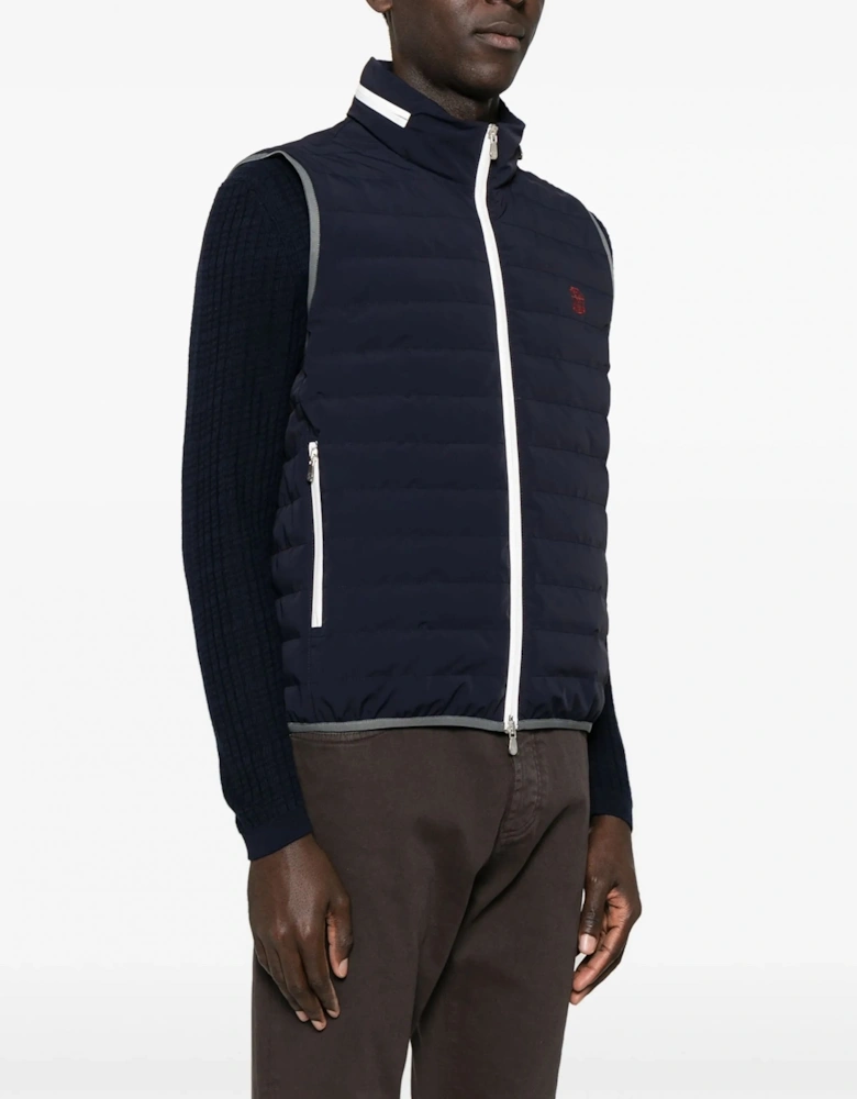 Padded Concealed Hood Gilet Navy