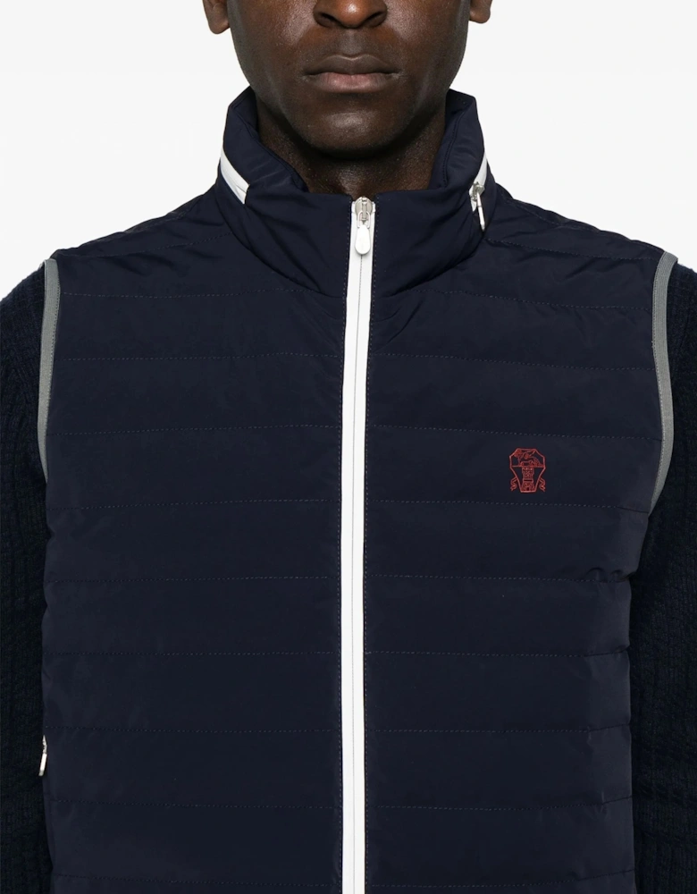 Padded Concealed Hood Gilet Navy