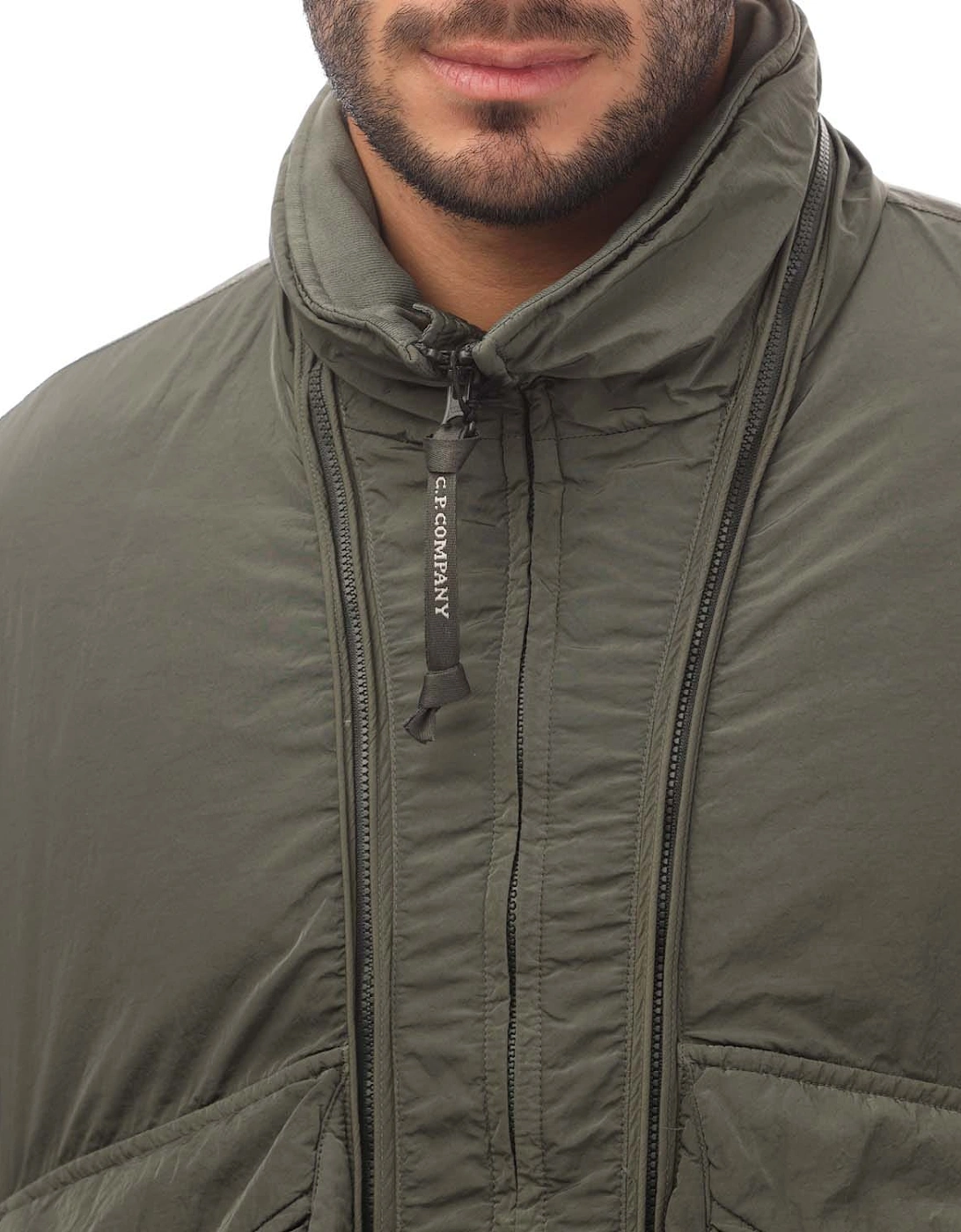 Chrome-R Body Zippers Padded Jacket